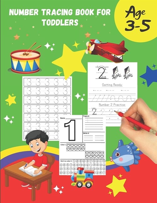 Number tracing Book For Toddlers Age 3-5: 1 to 20! handwriting practice filled with line shapes & math activity For fun and relaxing pen control. Grea (Paperback)