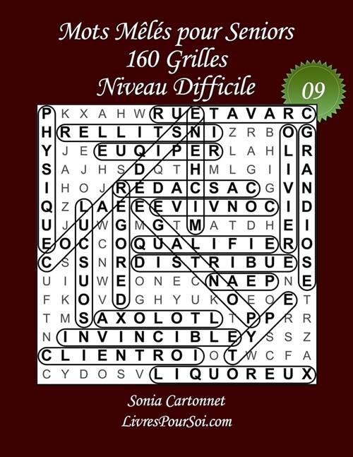 Mots M?? pour Seniors - Grandes Tailles et Gros Caract?es - Niveau Difficile - N?9: 160 grilles de mots cach? avec solutions - Livre de jeux de m (Paperback)