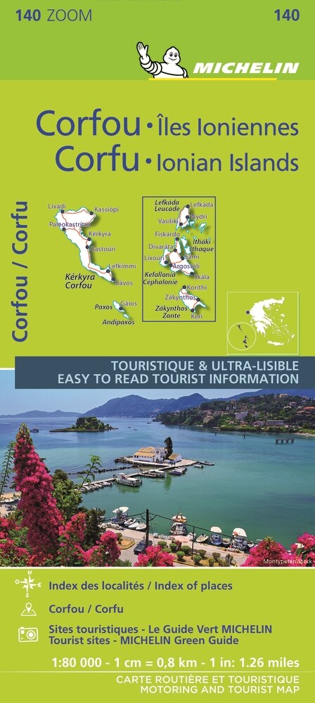 Michelin Zoom Corfu and the Ionian Islands Map 140: Greece (Folded)