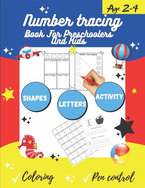 Number tracing Book For Preschoolers And Kids Age 2-4: 1 to 20! Pen control and handwriting practice filled with fun and relaxing line shapes & math a (Paperback)