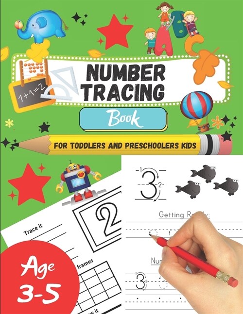 Number tracing Book For Toddlers And Preschoolers Kids Age 3-5: For fun and relaxing pen control and handwriting practice 1 to 20! Filled with line sh (Paperback)