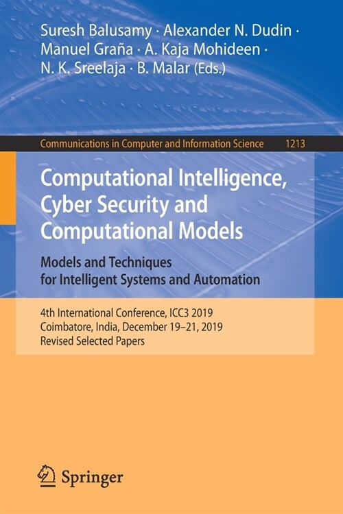Computational Intelligence, Cyber Security and Computational Models. Models and Techniques for Intelligent Systems and Automation: 4th International C (Paperback, 2020)