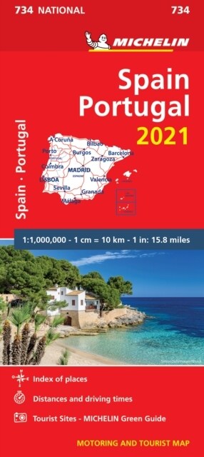 Spain & Portugal 2021 - Michelin National Map 734 : Maps (Sheet Map)