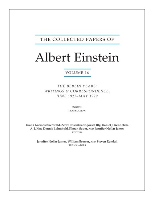 The Collected Papers of Albert Einstein, Volume 16 (Translation Supplement): The Berlin Years / Writings & Correspondence / June 1927-May 1929 (Paperback)