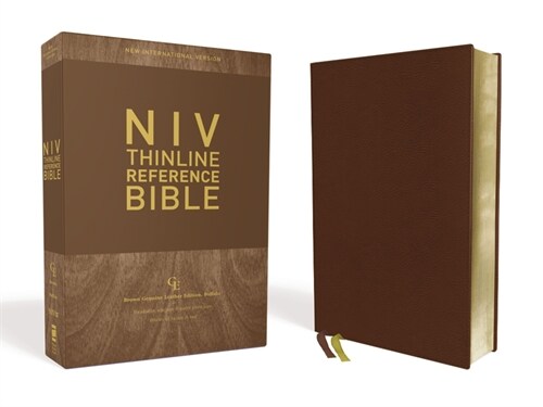 Niv, Thinline Reference Bible, Genuine Leather, Buffalo, Brown, Red Letter Edition, Comfort Print (Leather)