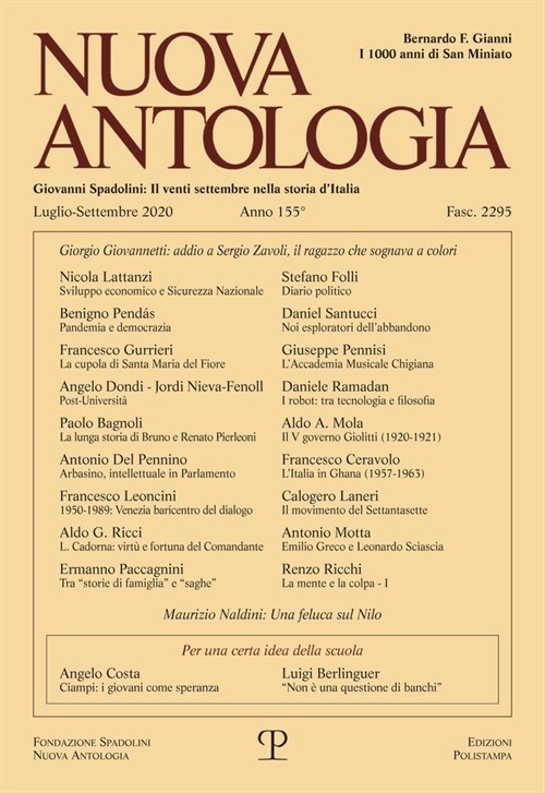 Nuova Antologia - A. CLV, N. 2295, Luglio-Settembre 2020: Rivista Di Lettere, Scienze Ed Arti. Serie Trimestrale Fondata Da Giovanni Spadolini (Paperback)