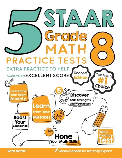 5 STAAR Grade 8 Math Practice Tests: Extra Practice to Help Achieve an Excellent Score (Paperback)
