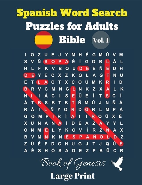 Spanish Word Search Puzzles For Adults: Bible Vol. 1 Book of Genesis, Large Print (Paperback)