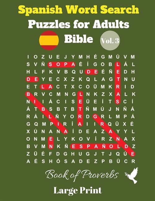 Spanish Word Search Puzzles For Adults: Bible Vol. 3 Book of Proverbs, Large Print (Paperback)