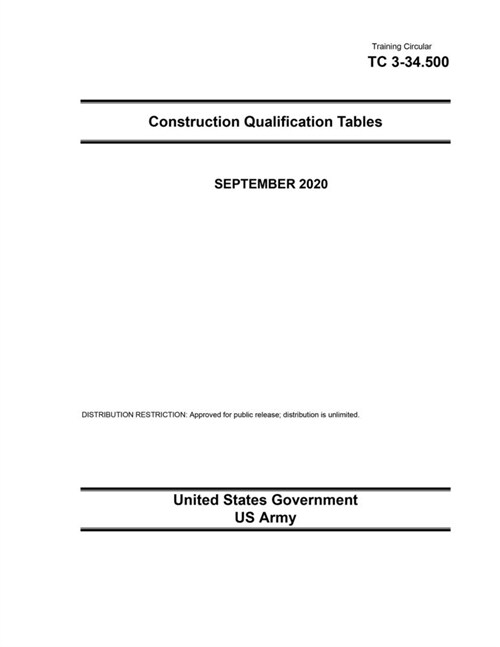 Training Circular TC 3-34.500 Construction Qualification Tables September 2020 (Paperback)