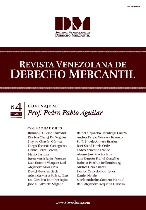 Revista Venezolana de Derecho Mercantil: Homenaje al Prof. Pedro Aguilar - Tomo II (Paperback)