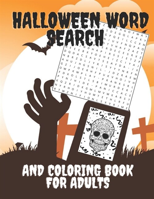Halloween Word Search and Coloring Book for Adults: Halloween Skull Fiesta Large Print Word Search Book Easy & Meedium Level. (Paperback)