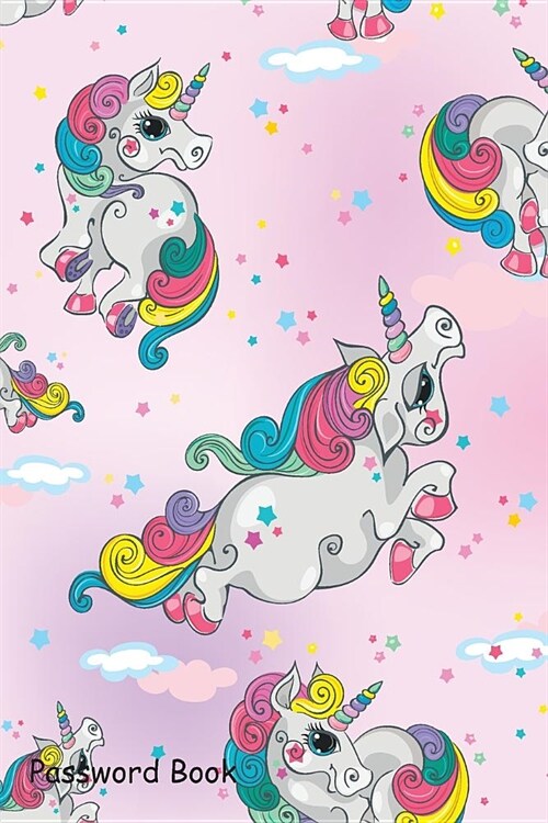 Password Book: Include Alphabetical Index with Seamless Pattern Magic Unicorns (Paperback)