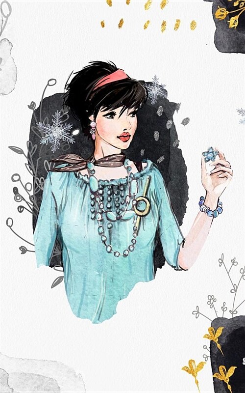 Pretty Young Woman Holding Jewelry and Snowflakes 5 X 8 Writers Utility Notebook: The Perfect Size to Take in Your Purse, Satchel, Bookbag, Overnight (Paperback)