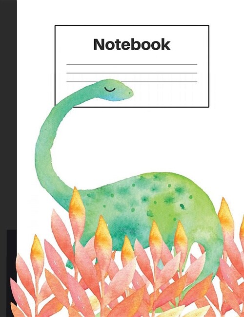 Notebook: Dinosaur Brontosaurus, Orange Ferns, Graph Paper 4x4, Notebook Home Office School Student Teacher Homeschool, 7.4 x 9. (Paperback)
