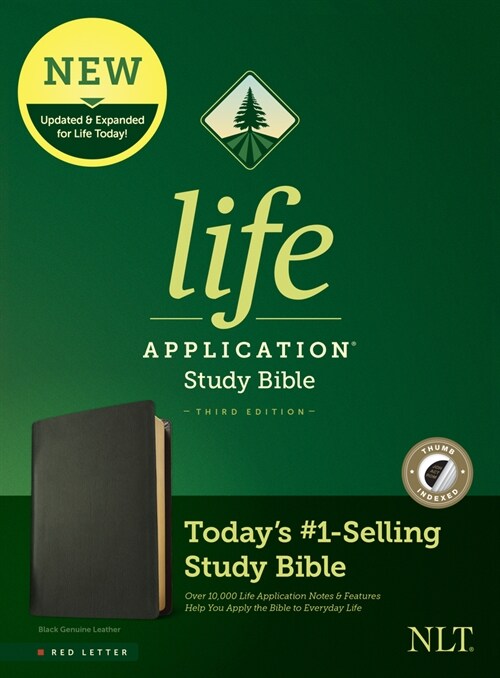 NLT Life Application Study Bible, Third Edition (Genuine Leather, Black, Indexed, Red Letter) (Leather)