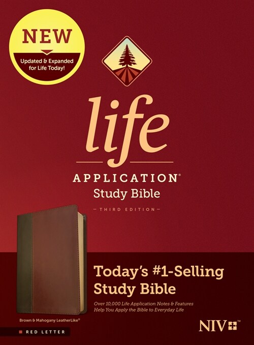 NIV Life Application Study Bible, Third Edition (Leatherlike, Brown/Mahogany, Red Letter) (Imitation Leather)