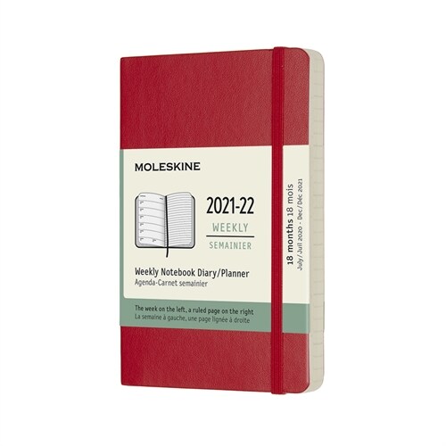 Moleskine 2021-2022 Weekly Planner, 18m, Pocket, Scarlet Red, Soft Cover (3.5 X 5.5) (Other)