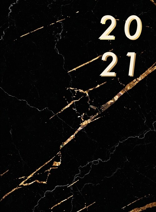 Wochenplaner 2021 vertikal: Hardcover Wochenkalender 2021 ca A4, 2 Seiten pro Woche, schwarz Marmor (Hardcover)