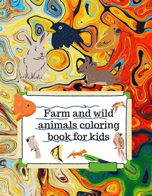 Farm and wild animals coloring book for kids (Paperback)