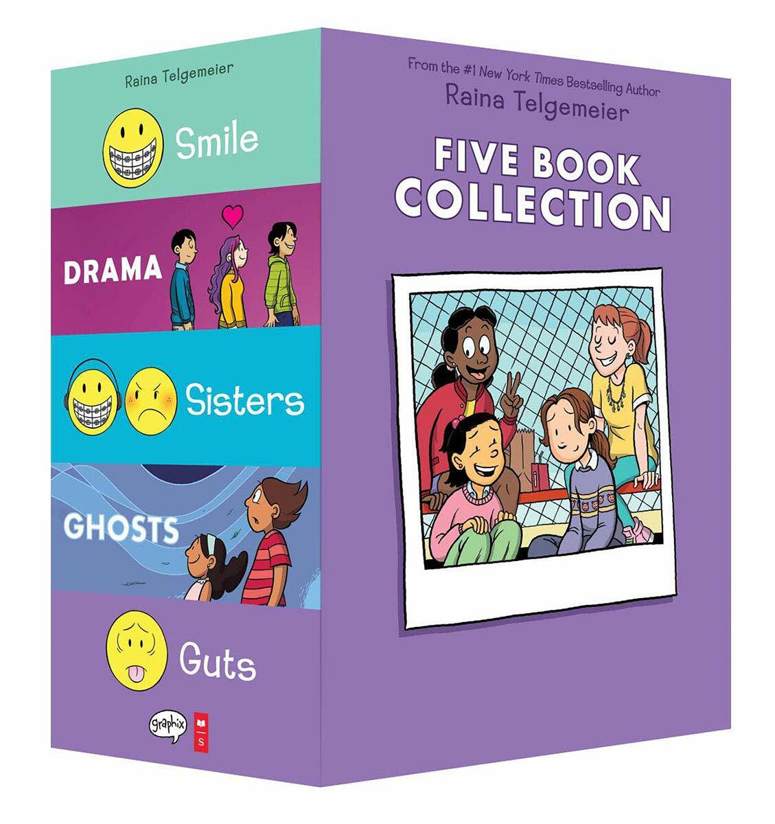 Raina Telgemeier Collection Box Set (Smile, Drama, Sisters, Ghosts, Guts) (Boxed Set)