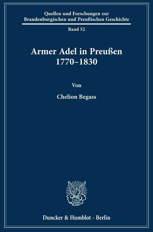 Armer Adel in Preussen 1770-1830 (Hardcover)