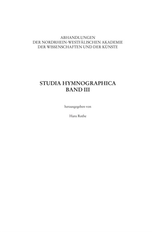 Studia Hymnographica III (Paperback)