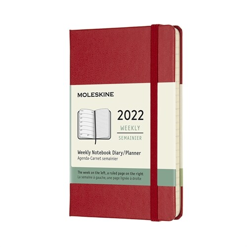 Moleskine 2022 Weekly Planner, 12m, Pocket, Scarlet Red, Hard Cover (3.5 X 5.5) (Other)