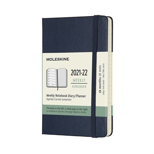Moleskine 2021-2022 Weekly Planner, 18m, Pocket, Sapphire Blue, Hard Cover (3.5 X 5.5) (Other)
