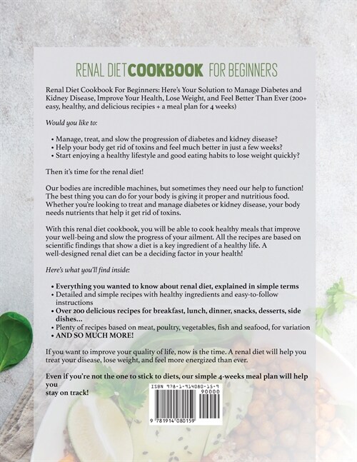 RENAL DIET COOKBOOK FOR BEGINNERS (Paperback)