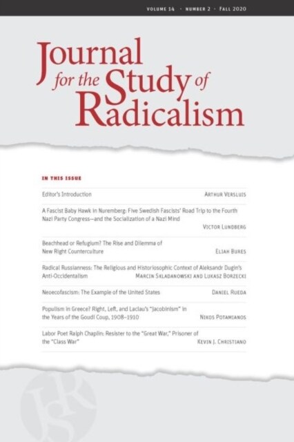 Journal for the Study of Radicalism 14, No. 2 (Paperback)