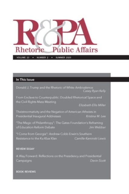 Rhetoric & Public Affairs 23, No. 2 (Paperback)