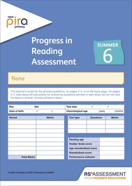 New PiRA Test 6, Summer PK10 (Progress in Reading Assessment) (Miscellaneous print)