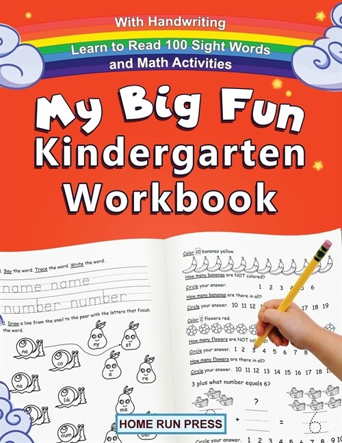 My Big Fun Kindergarten Workbook with Handwriting Learn to Read 100 Sight Words and Math Activities: Pre K, 1st Grade, Homeschooling, Kindergarten Mat (Paperback)