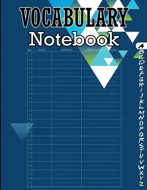 Vocabulary Notebook: 100 Page Alphabetical Notebook with Printed A-Z Tabs, Vocabulary Notepad (Paperback)