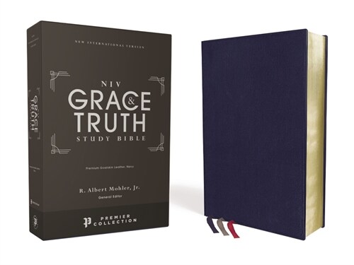 Niv, the Grace and Truth Study Bible (Trustworthy and Practical Insights), Premium Goatskin Leather, Blue, Premier Collection, Black Letter, Art Gilde (Leather)