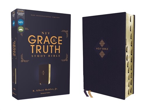 Niv, the Grace and Truth Study Bible (Trustworthy and Practical Insights), Leathersoft, Navy, Red Letter, Thumb Indexed, Comfort Print (Imitation Leather)