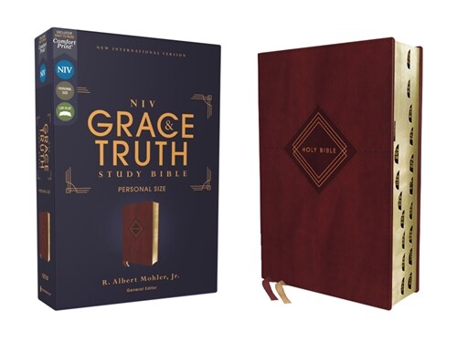 Niv, the Grace and Truth Study Bible (Trustworthy and Practical Insights), Personal Size, Leathersoft, Burgundy, Red Letter, Thumb Indexed, Comfort Pr (Imitation Leather)