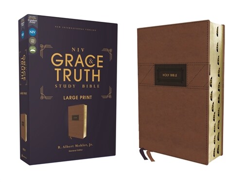 Niv, the Grace and Truth Study Bible (Trustworthy and Practical Insights), Large Print, Leathersoft, Brown, Red Letter, Thumb Indexed, Comfort Print (Imitation Leather)