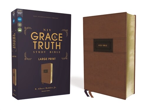 Niv, the Grace and Truth Study Bible (Trustworthy and Practical Insights), Large Print, Leathersoft, Brown, Red Letter, Comfort Print (Imitation Leather)