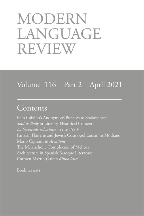 Modern Language Review (116: 2) April 2021 (Paperback)