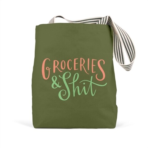 Em & Friends Groceries & Shit (Olive) Tote Bags (Other)