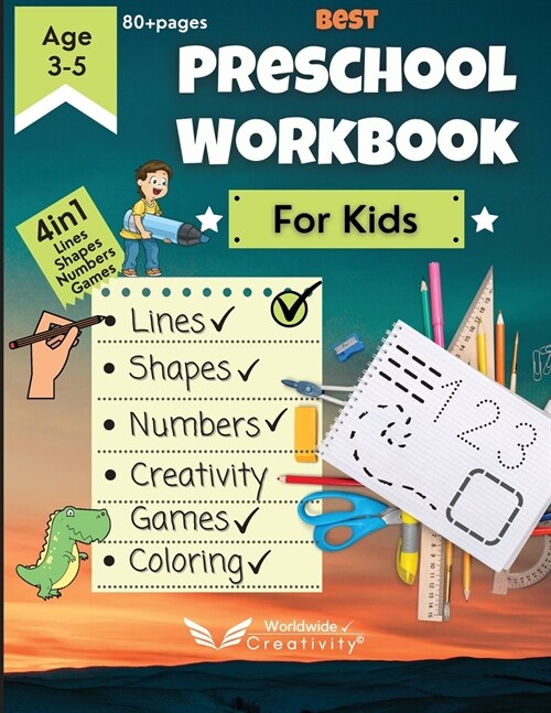 Preschool Activity Book for Kids and Toddlers Ages 3-5: -Numbers, Colors, Animals, Shapes and Games, Practice Handwriting, Pre K, Kindergarten (Paperback)