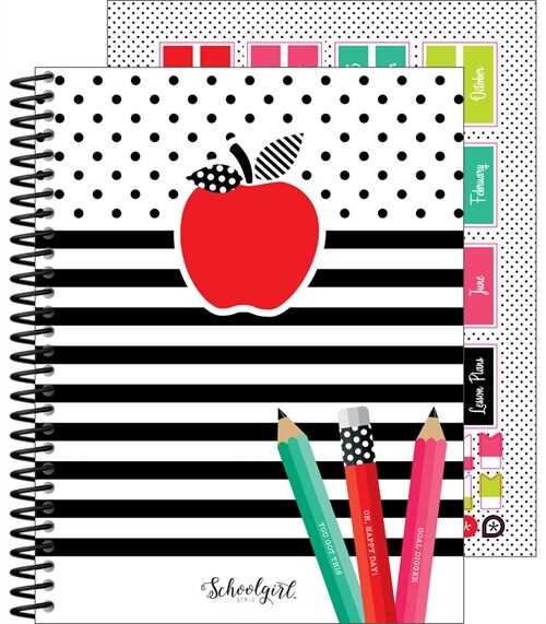 Black, White & Stylish Brights Teacher Planner (Spiral)