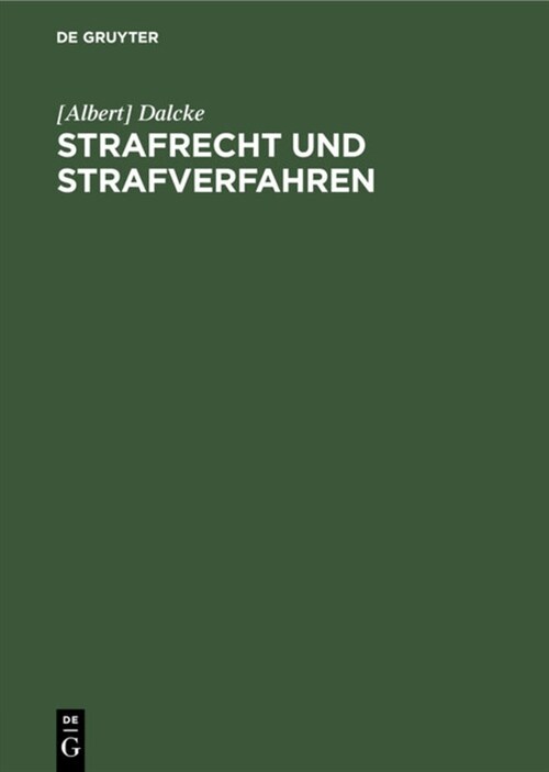 Strafrecht Und Strafverfahren: Nachtrag Zur 35. Auflage (Hardcover, Reprint 2020)