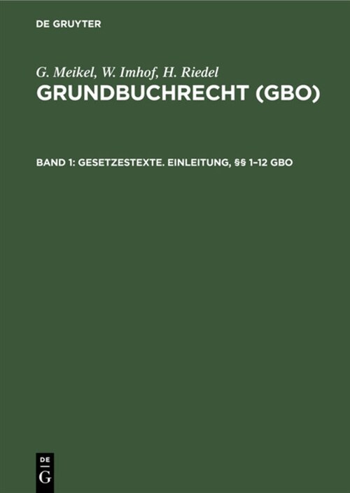 Gesetzestexte. Einleitung, ㎣ 1-12 Gbo (Hardcover, 6, Reprint 2020)