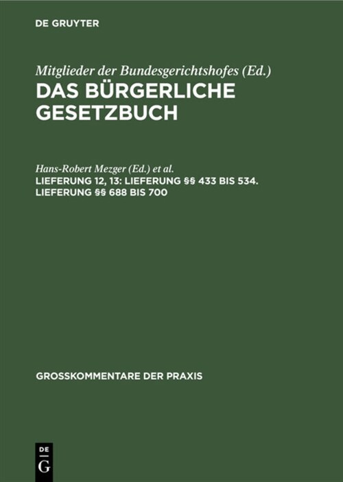 Lieferung ㎣ 433 Bis 534. Lieferung ㎣ 688 Bis 700 (Hardcover, 12, 12., Neubearb.)