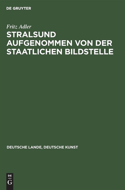Stralsund Aufgenommen Von Der Staatlichen Bildstelle (Hardcover, 2, 2. Aufl. Aus Po)