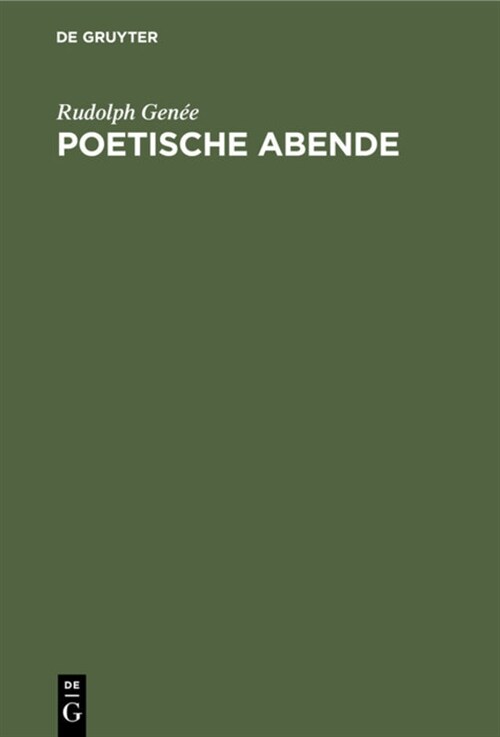 Poetische Abende (Hardcover, Reprint 2020)