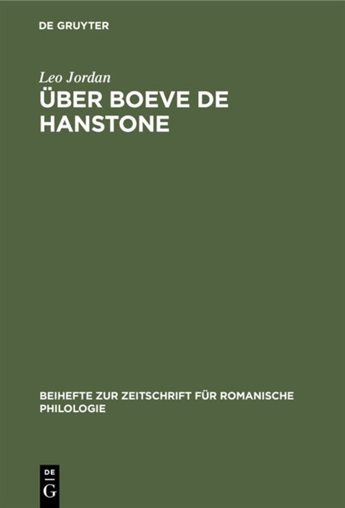 ?er Boeve de Hanstone (Hardcover, Reprint 2020)